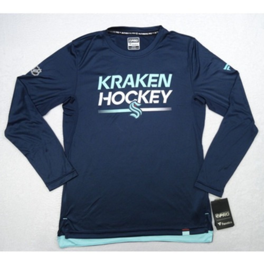 Seattle Kraken Shirt Mens Size M Blue Fanatics NHL Pro Hockey Long Sleeve Tech